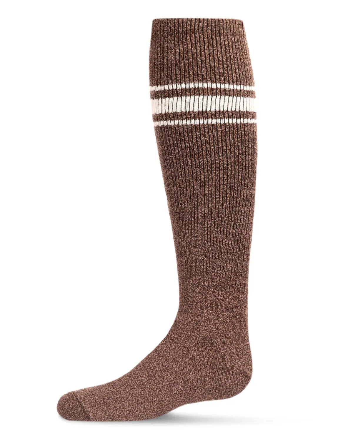 Marled Ribbed Stripe Girls Cotton Blend Knee High Socks