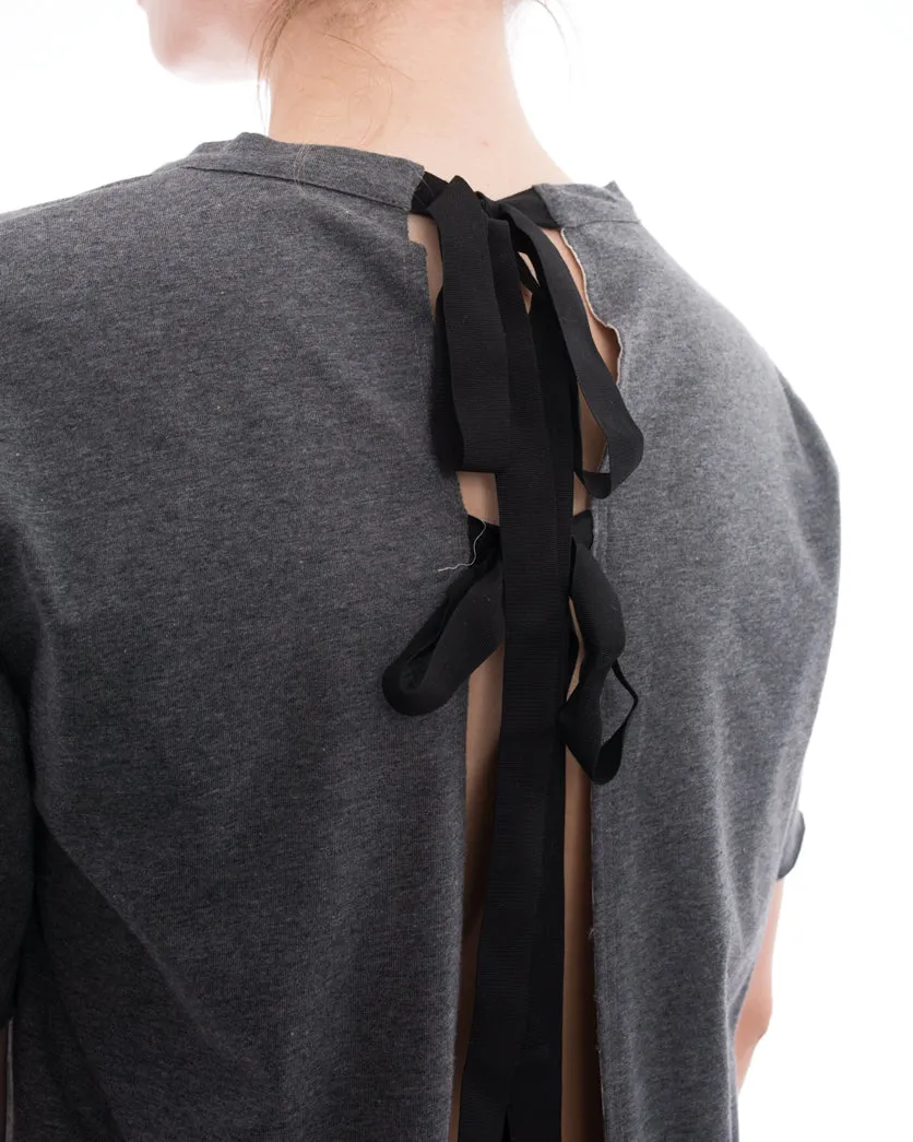 Marni Minimal Grey T Shirt with Open Back and Ties - 6
