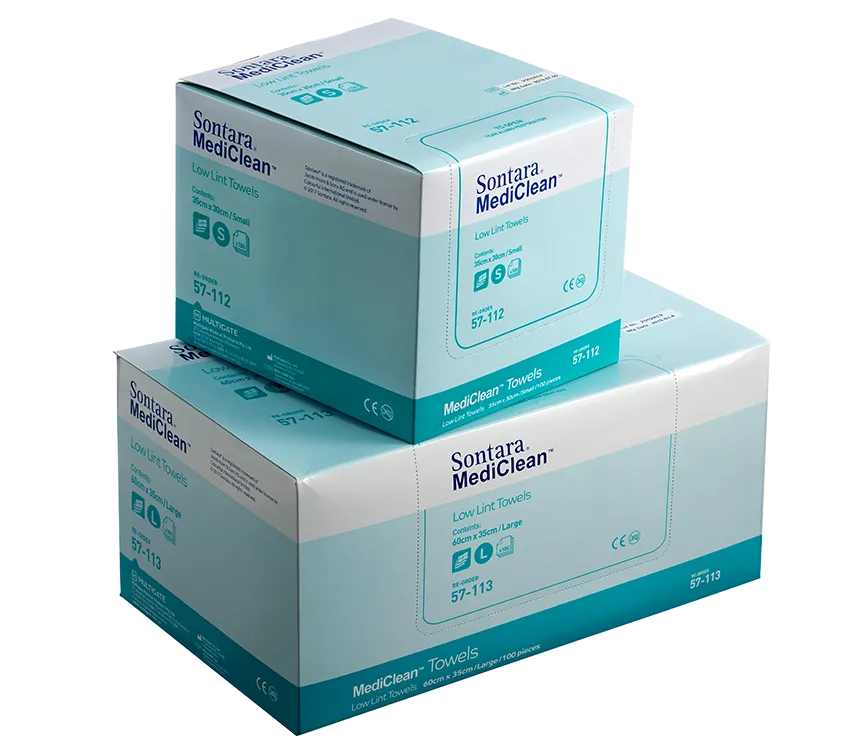 MEDICLEAN SONTARA DUPONT ALL PURPOSE SUPERIOR TOWEL WIPES LARGE 60CM X 30CM BOX100