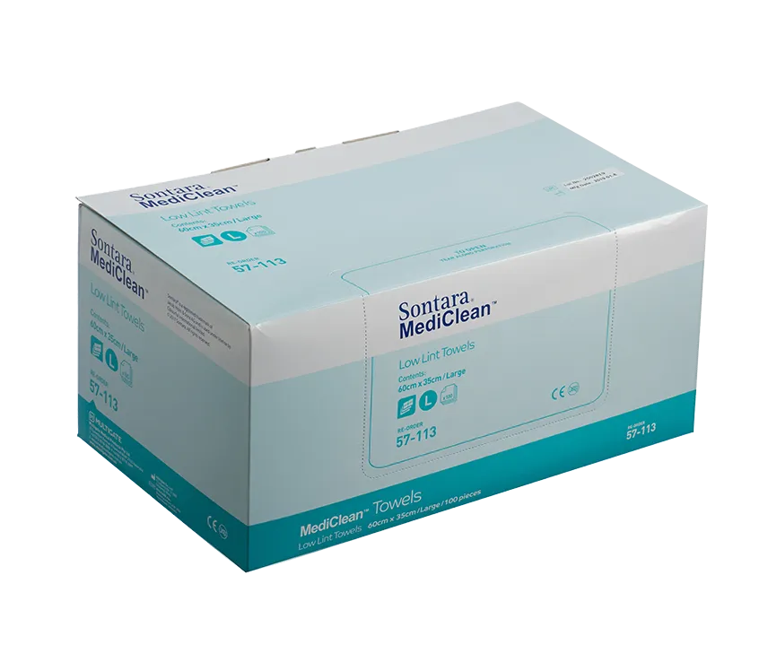 MEDICLEAN SONTARA DUPONT ALL PURPOSE SUPERIOR TOWEL WIPES LARGE 60CM X 30CM BOX100