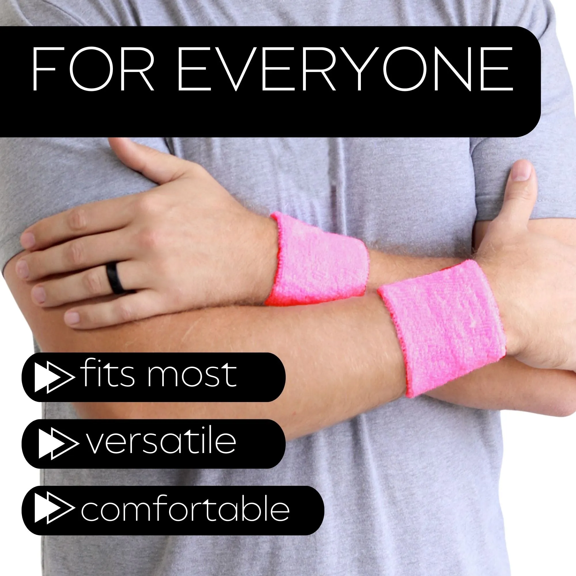 Medium Pink Wrist Sweatbands - 2 Pack
