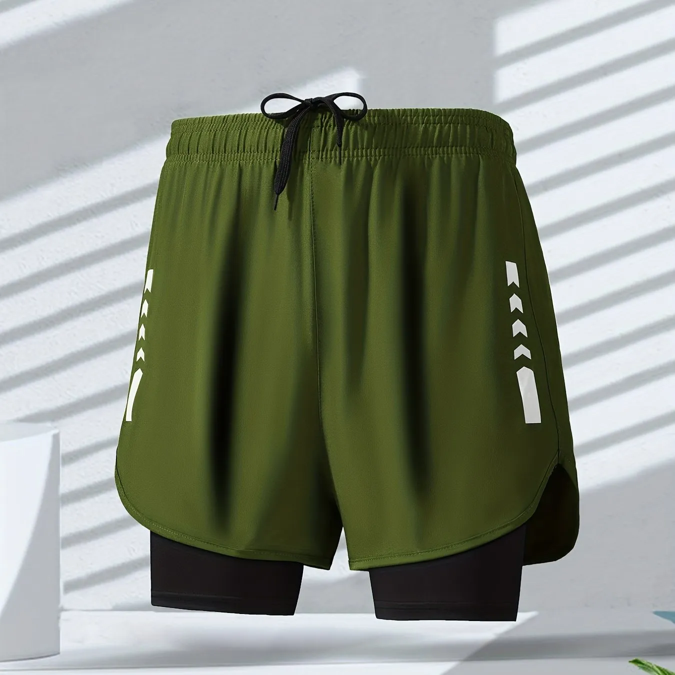 Men Quick Dry Running Shorts with Dual Pockets