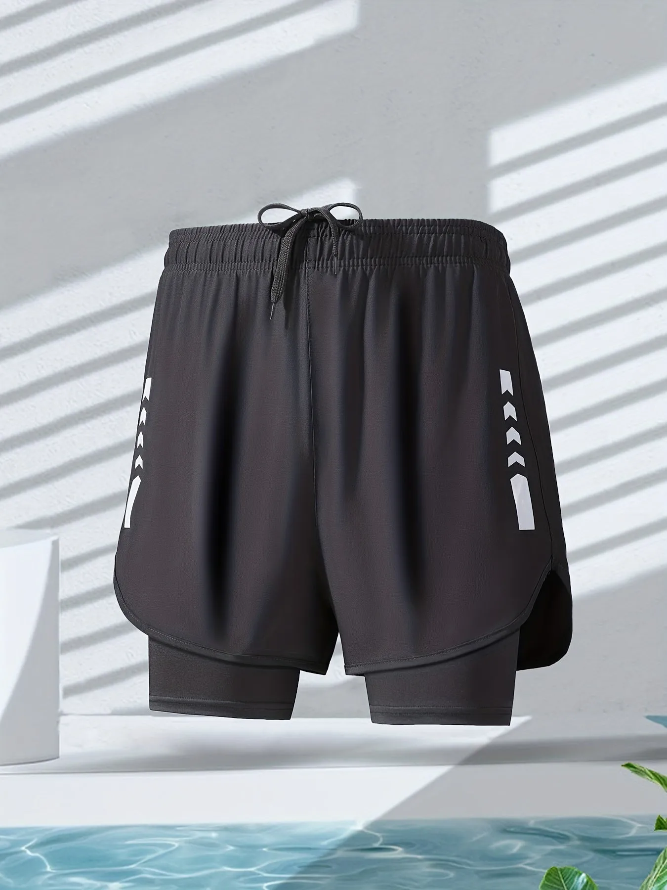 Men Quick Dry Running Shorts with Dual Pockets
