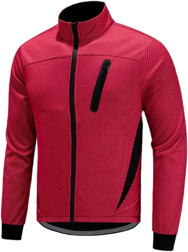 Men Winter Cycling Bike Jacket Fleece Thermal Running Zipper Windproof Coat Breathable Mountain Biking Jacket