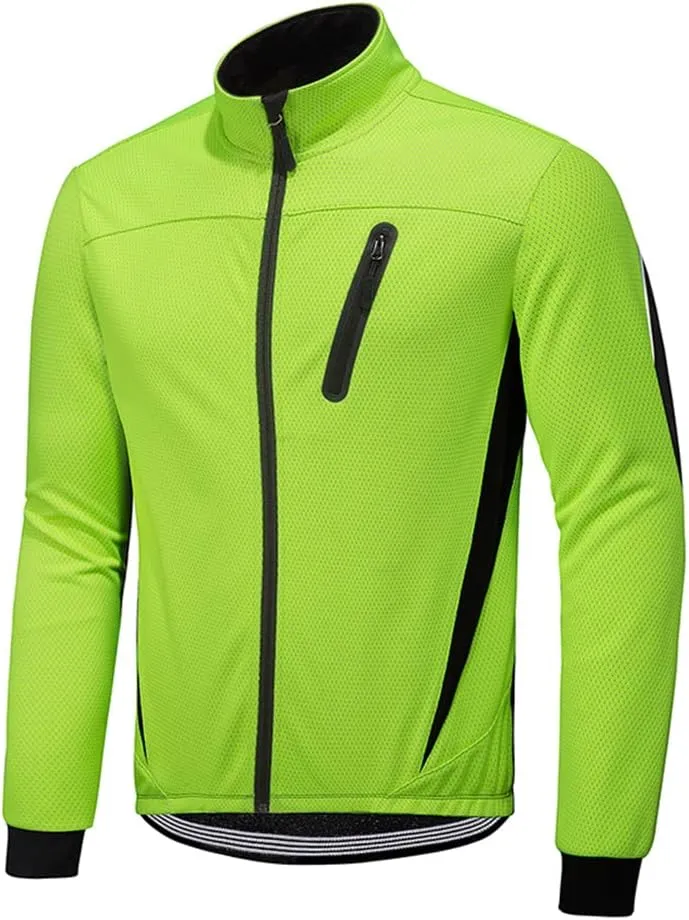 Men Winter Cycling Bike Jacket Fleece Thermal Running Zipper Windproof Coat Breathable Mountain Biking Jacket