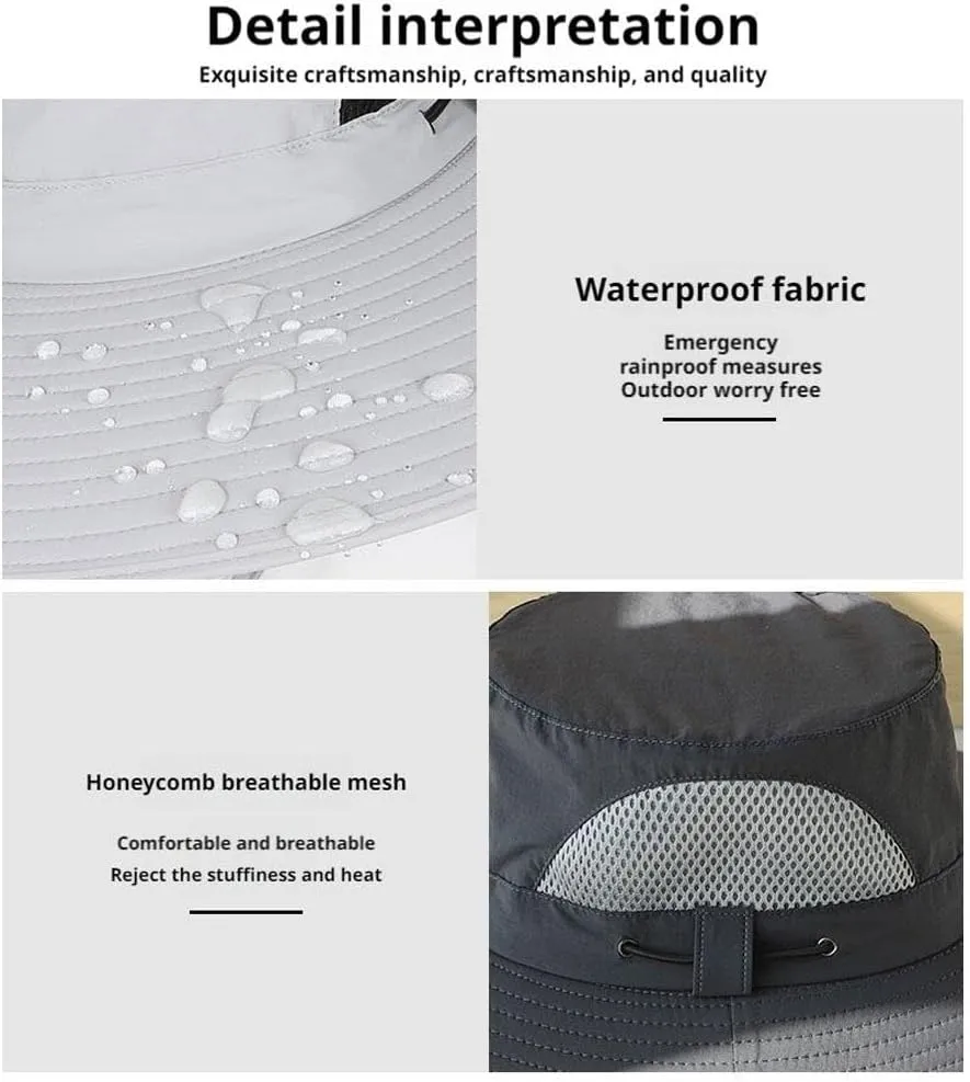 Men Women Wide Brim Sun Hats with 2 Solar Fan Waterproof Breathable Bucket Hat, UPF 50  Waterproof Breathable Hat (Style 4)