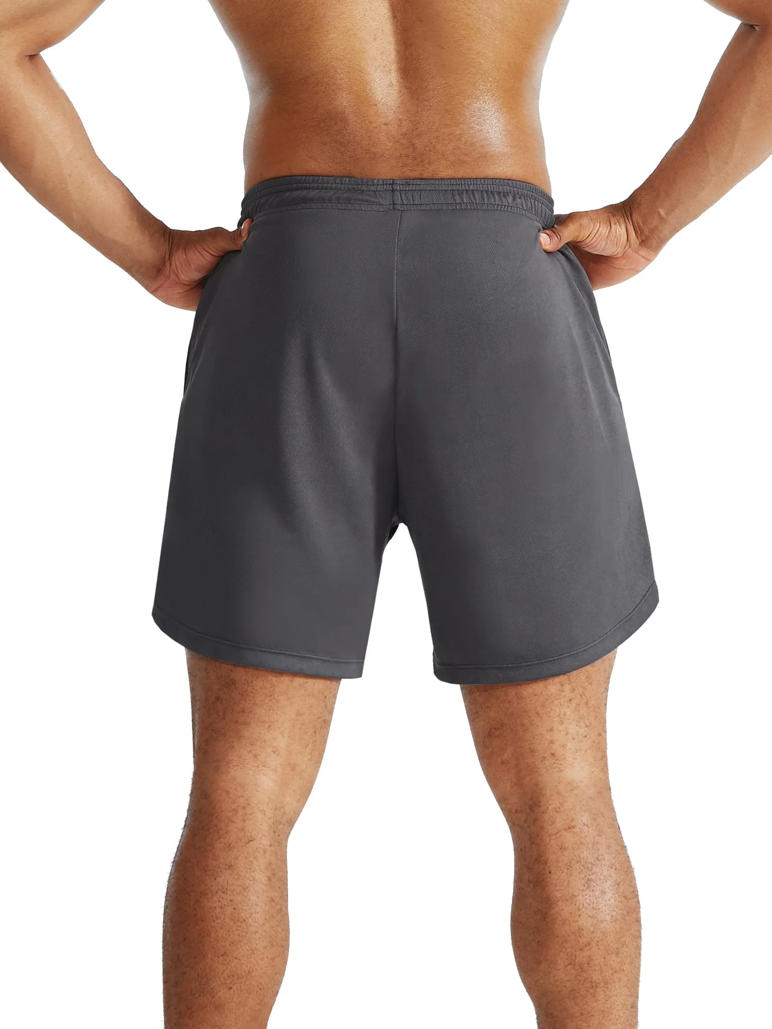 Mens 2 in 1 Dry Fit Workout Shorts w/ Liner & 3 Pa ckPockets,Black Gray Red