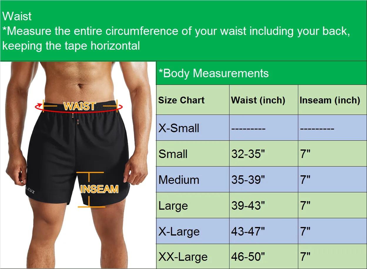 Mens 2 in 1 Dry Fit Workout Shorts w/ Liner & 3 Pa ckPockets,Black Gray Red
