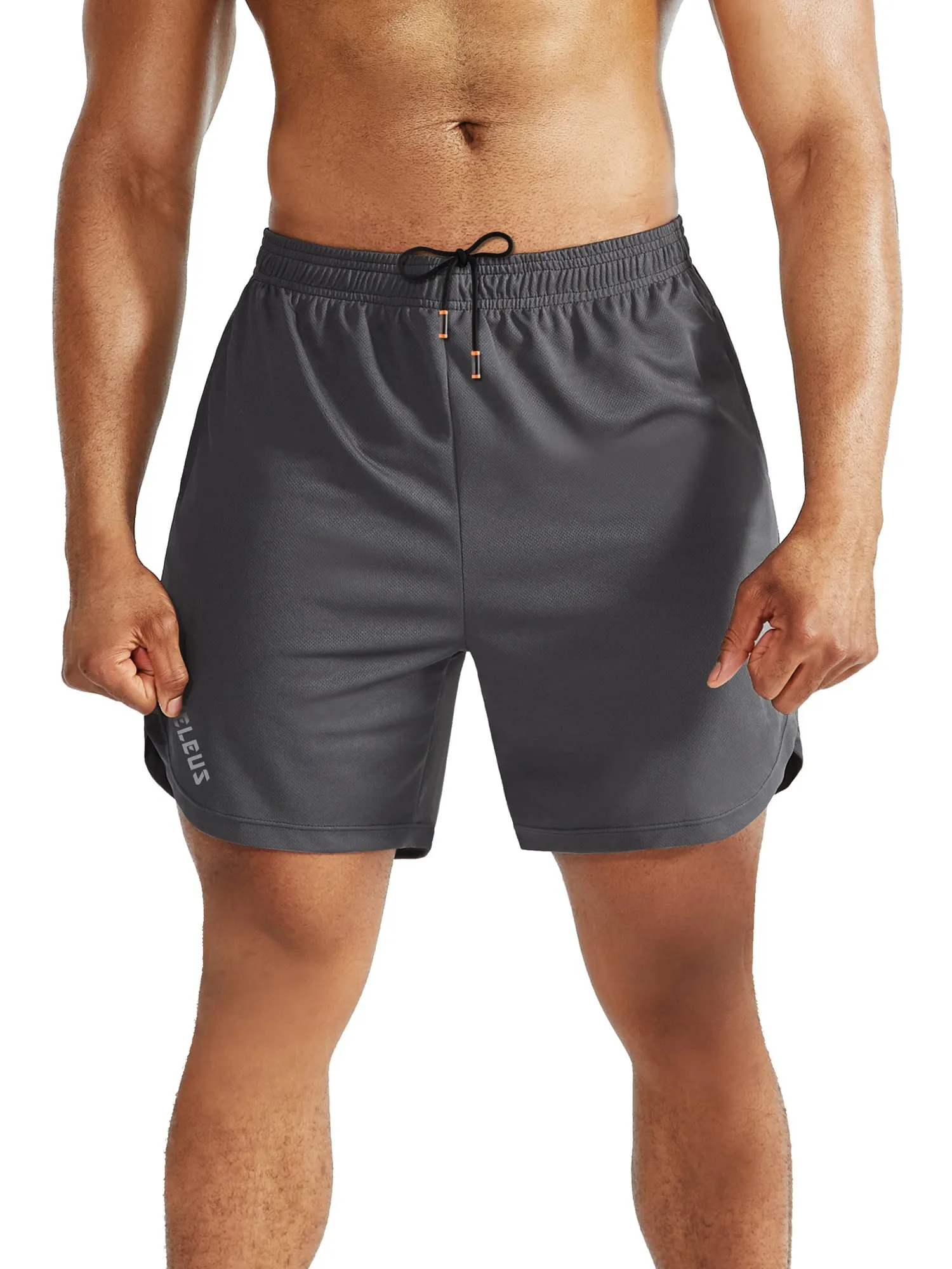 Mens 2 in 1 Dry Fit Workout Shorts w/ Liner & 3 Pa ckPockets,Black Gray Red