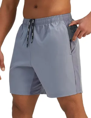Mens 7'' Lightweight Athletic Shorts Quick Dry Gym Workout Running Shorts with Zipper Pockets