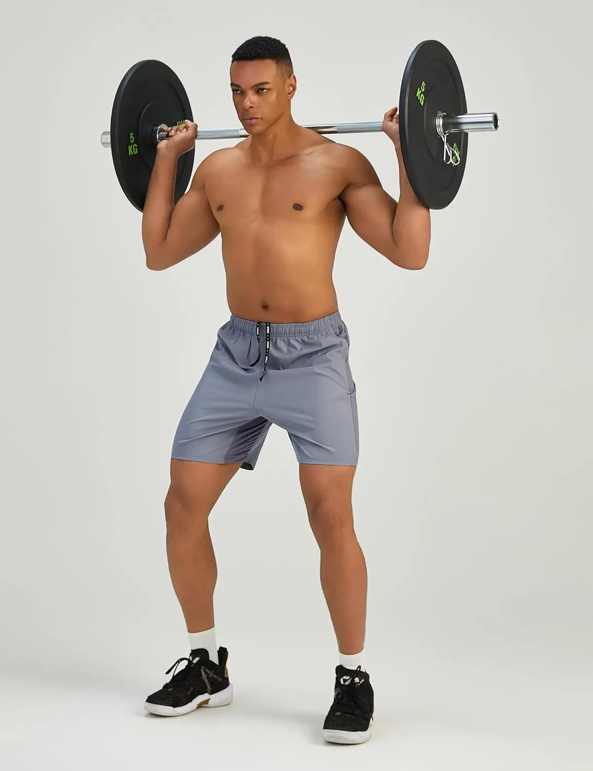 Mens 7'' Lightweight Athletic Shorts Quick Dry Gym Workout Running Shorts with Zipper Pockets