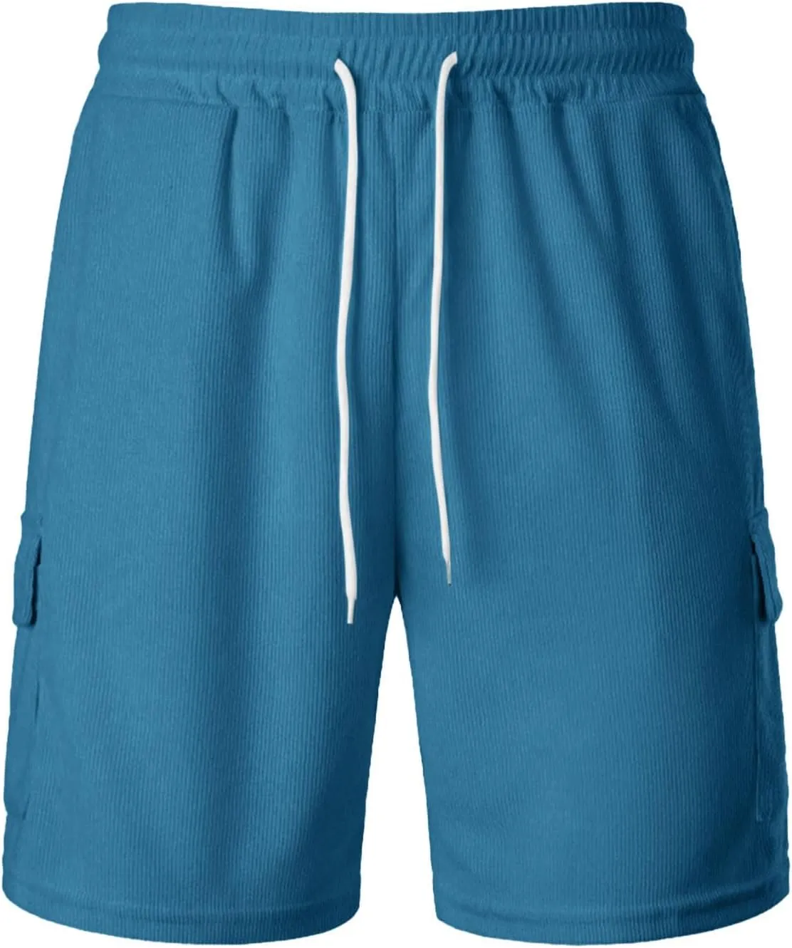 Men's Beach Cargo Shorts Casual Corduroy Elastic Waist Drawstring Lightweight Summer Beach Cargo Shorts