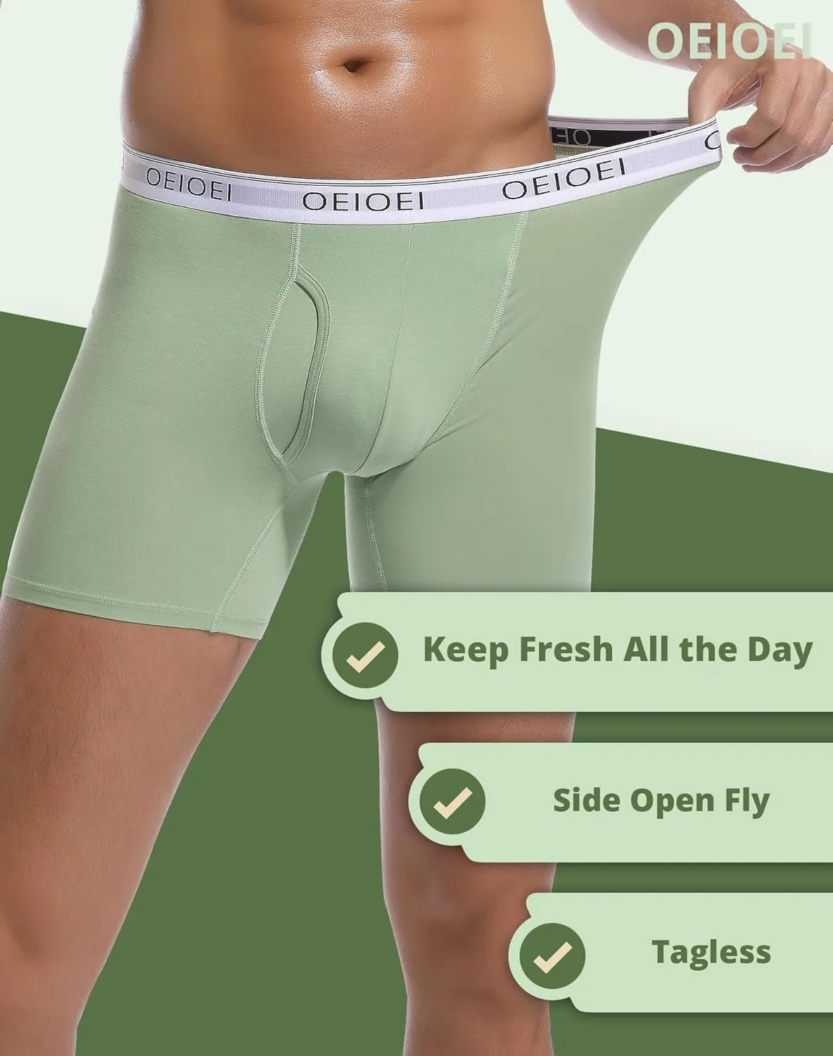 Men's Boxer Briefs Bamboo Rayon Moisture-Wicking Underwear 3 Pack