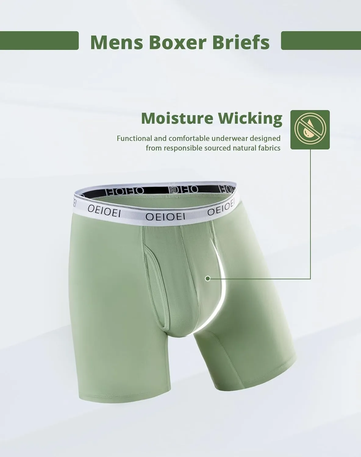 Men's Boxer Briefs Bamboo Rayon Moisture-Wicking Underwear 3 Pack