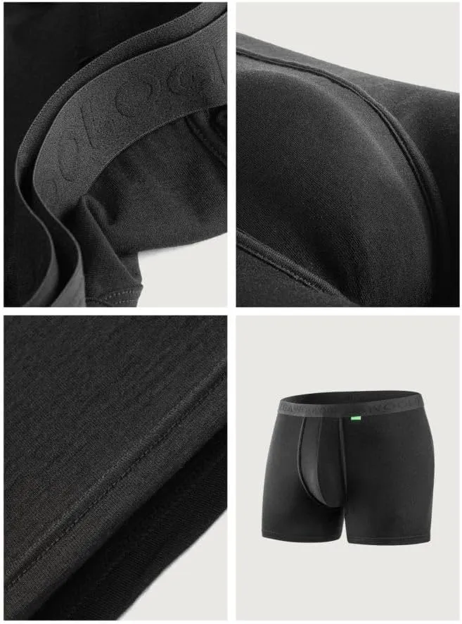 Mens Boxer Briefs Merino Wool Underwear Comfortable Pouch No Fly Moisture Wicking