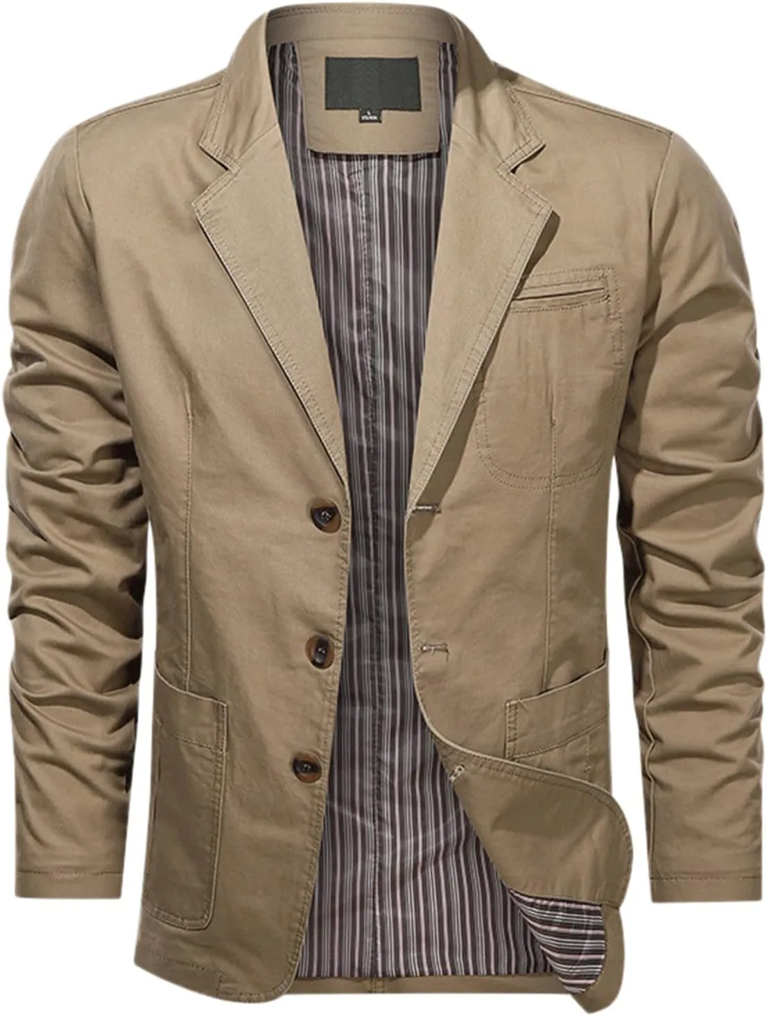 Mens Cargo Blazer Jacket Tactical Military Button Down Fashion Fall Work Sport Outoor Thermal Lapel Coat