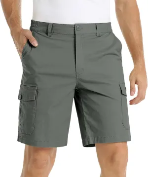 Men's Cargo Shorts Solid Color Shorts for Office Work Classic Golf Pants Quick Dry Outdoor Hiking Fishing Short Slim