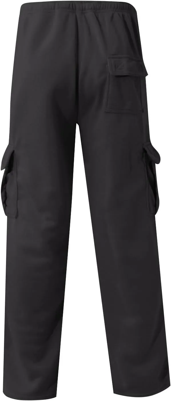 Mens Cargo Sweatpants Athletic Straight Jogger Pant with Pockets Big and Tall Baggy Tactical Workout Trouser
