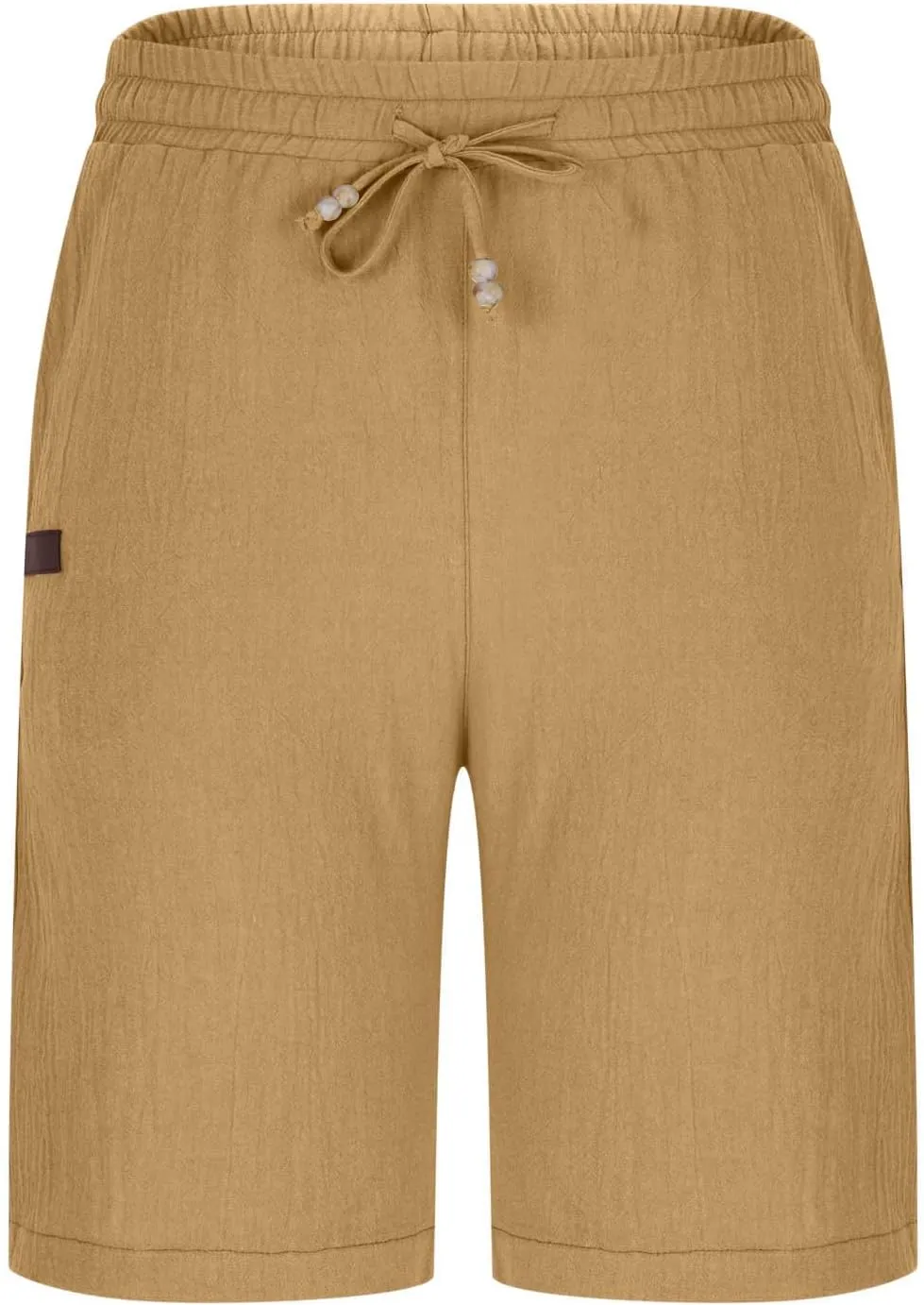 Mens Casual Linen Shorts Casual Cotton Linen Shorts Elastic Waist Short Pants Lightweight Short Summer Golf Shorts