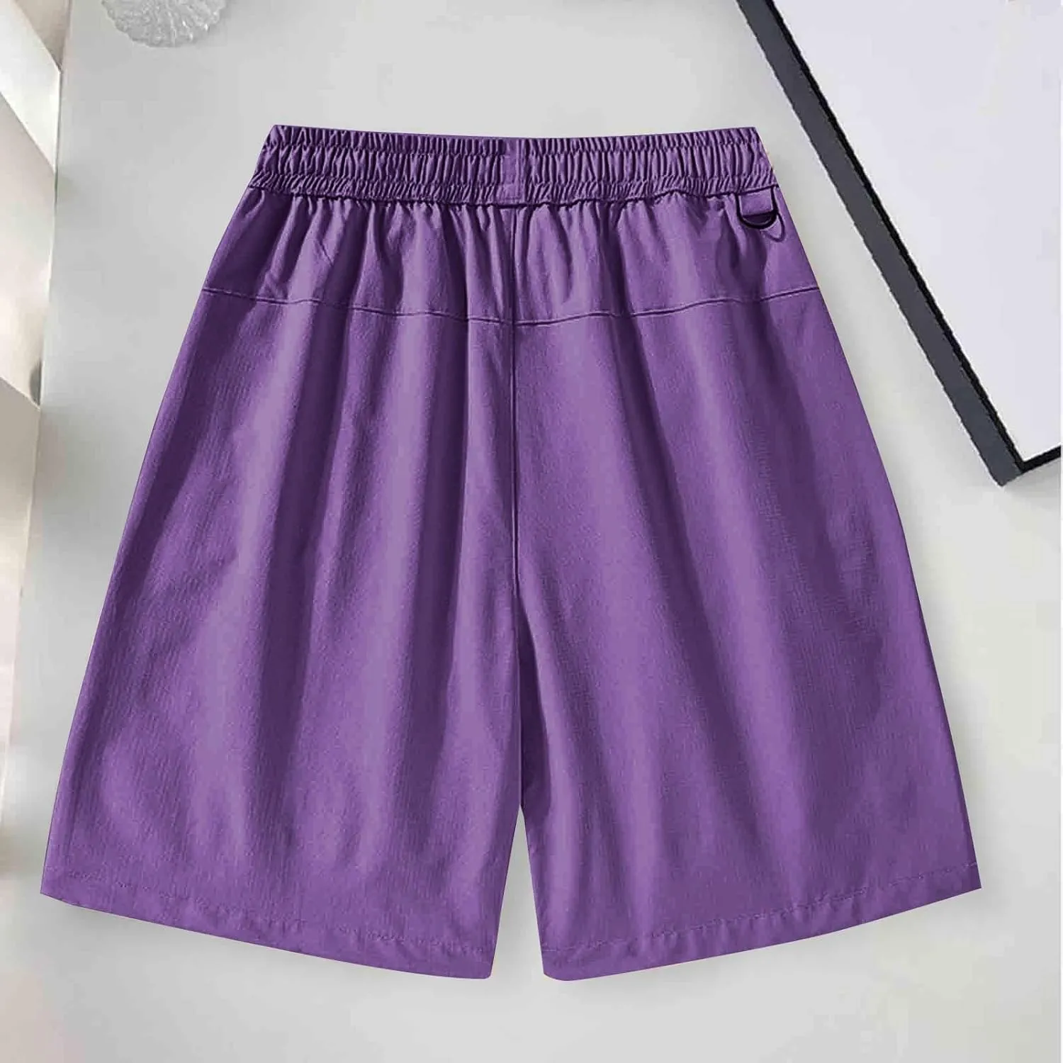 Mens Casual Sweat Cargo Shorts Solid Color Casual Fashion Cargo Shorts for Men Drawstring Elastic Waist Pants