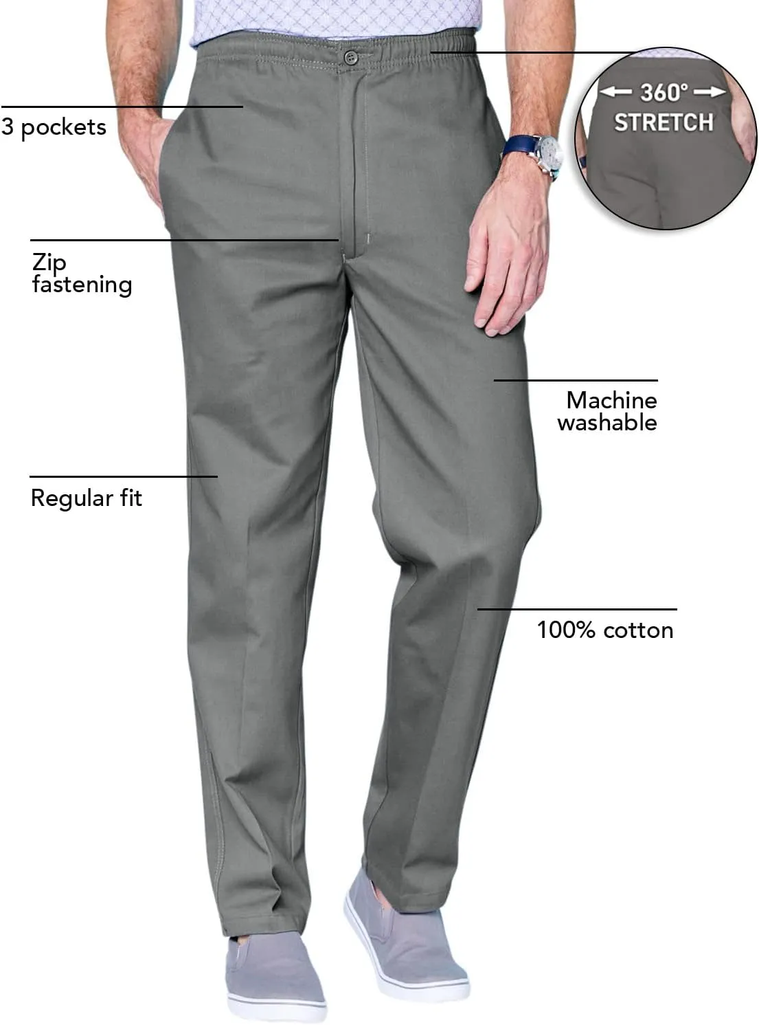 Men's Comfort Fit Cotton Rugby Pants Elastic Waistband with Drawstring