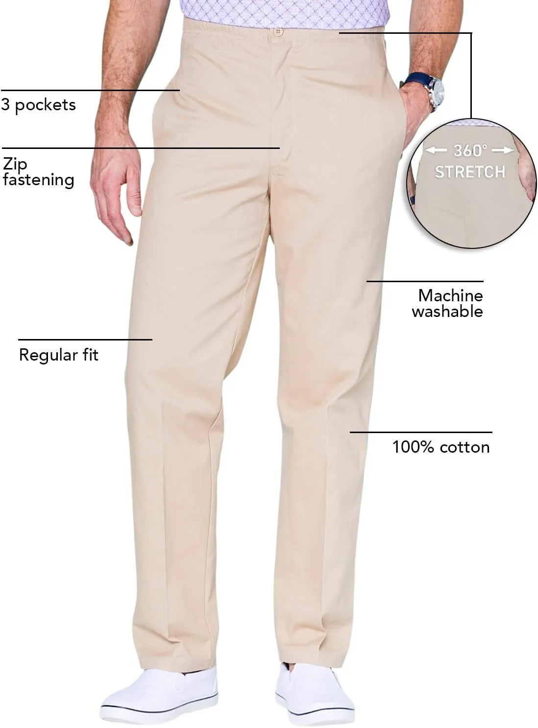 Men's Comfort Fit Cotton Rugby Pants Elastic Waistband with Drawstring