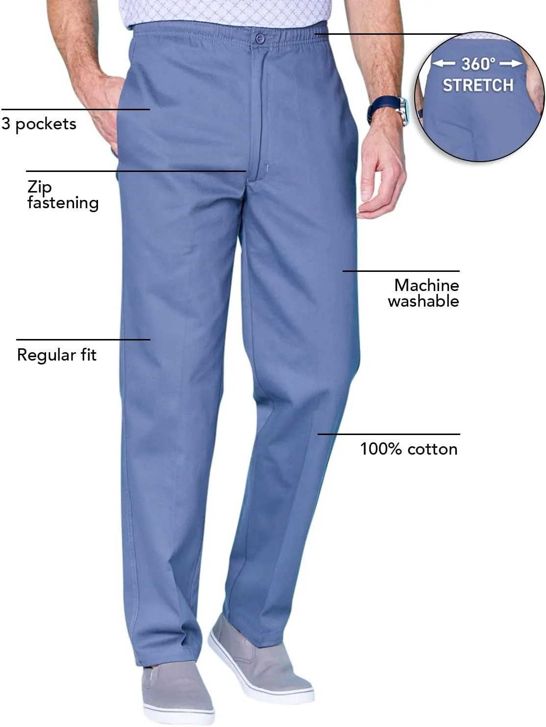Men's Comfort Fit Cotton Rugby Pants Elastic Waistband with Drawstring