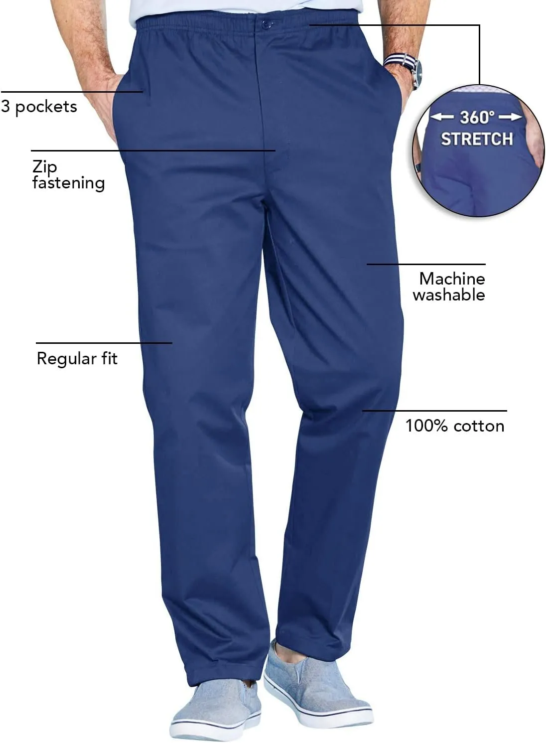 Men's Comfort Fit Cotton Rugby Pants Elastic Waistband with Drawstring