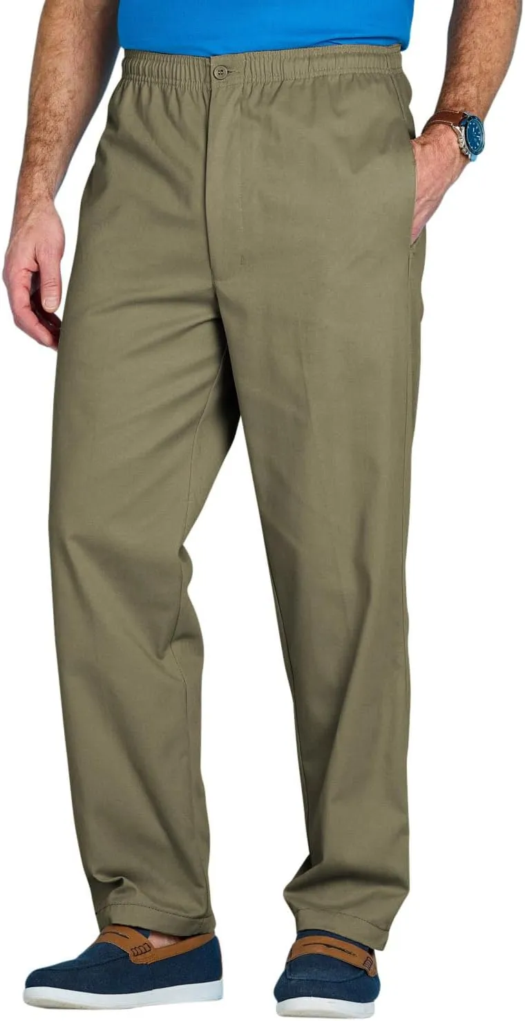 Men's Comfort Fit Cotton Rugby Pants Elastic Waistband with Drawstring