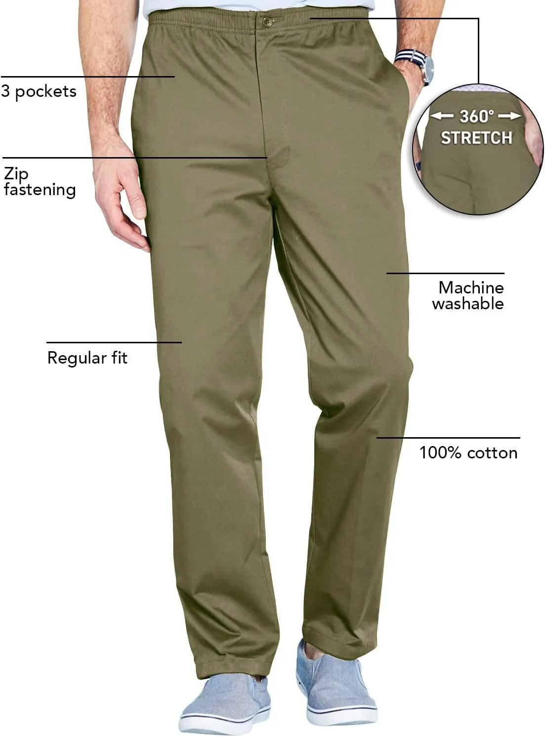 Men's Comfort Fit Cotton Rugby Pants Elastic Waistband with Drawstring