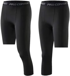 Men's Compression Pants One Leg Compression Tights for Basketball Capri 3/4 Athletic Leggings Cool Dry Baselayer