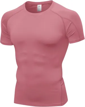 Men's Compression Shirts Short Sleeve Athletic Compression Tops Cool Dry Workout T Shirt Sports Base Layer Undershirt