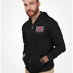 Mens Full Zip Basketball Logo Hoodie