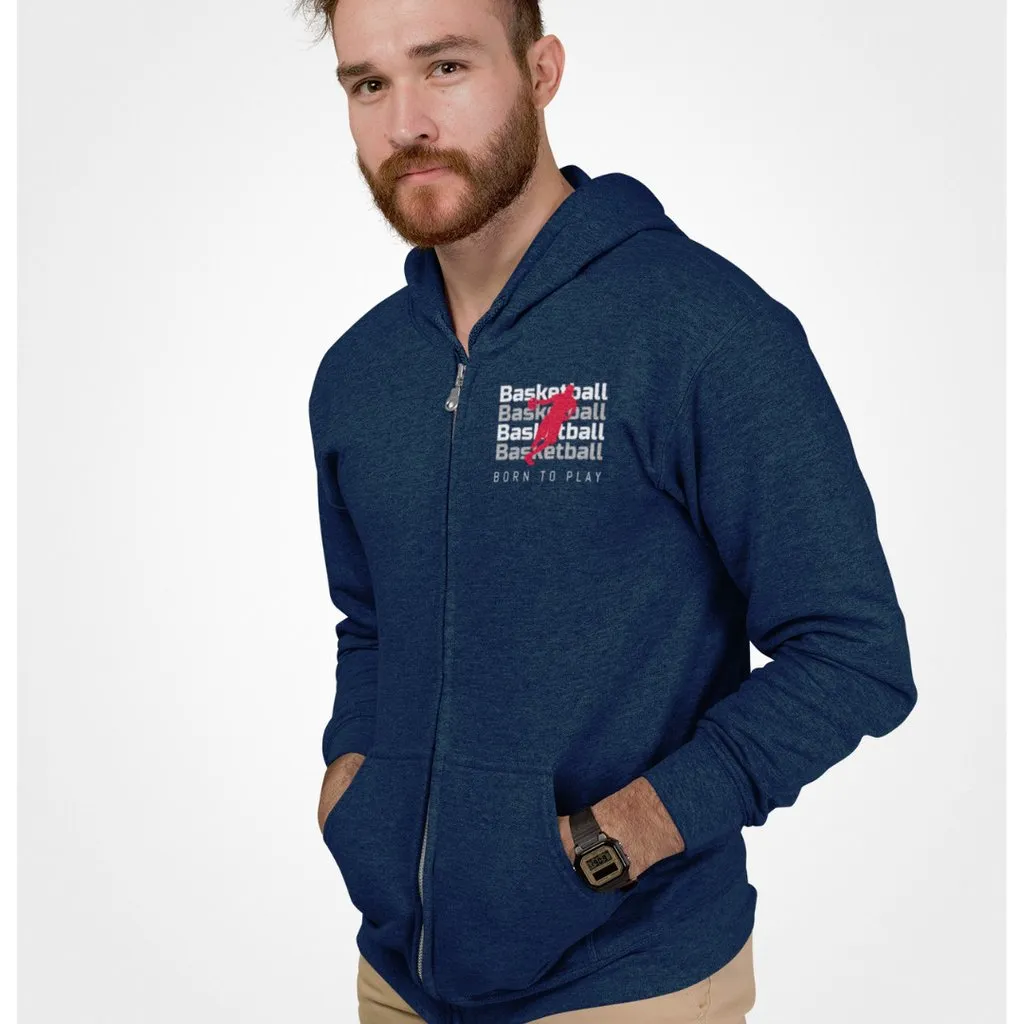 Mens Full Zip Basketball Logo Hoodie