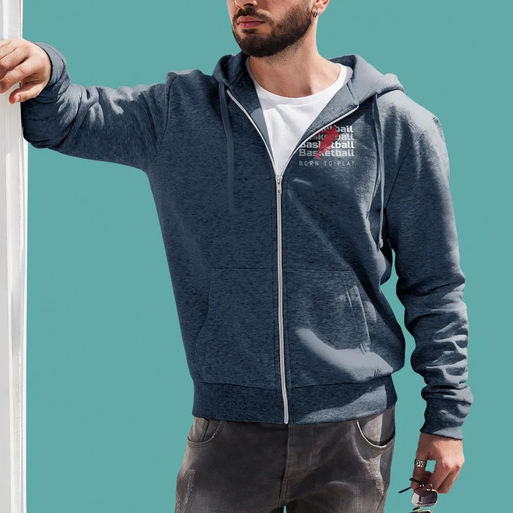Mens Full Zip Basketball Logo Hoodie