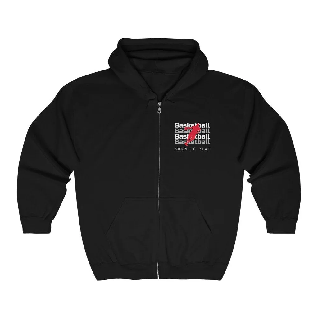 Mens Full Zip Basketball Logo Hoodie