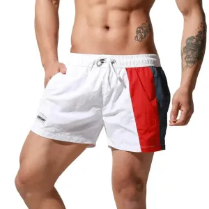 Men's Geometric Stitching Quick-Dry Board Shorts Nylon Swimwear