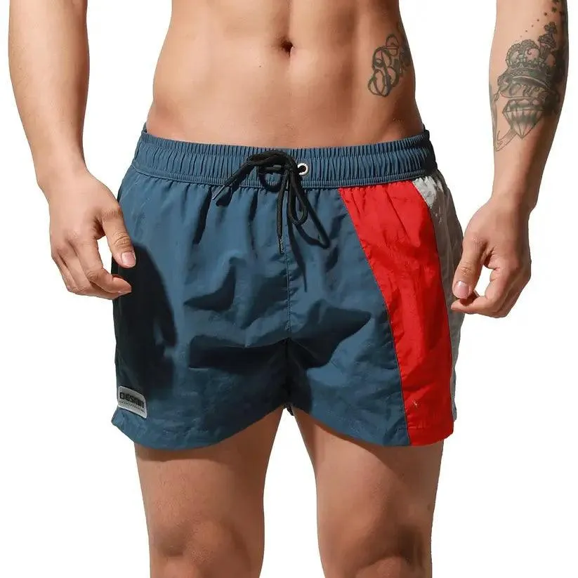 Men's Geometric Stitching Quick-Dry Board Shorts Nylon Swimwear