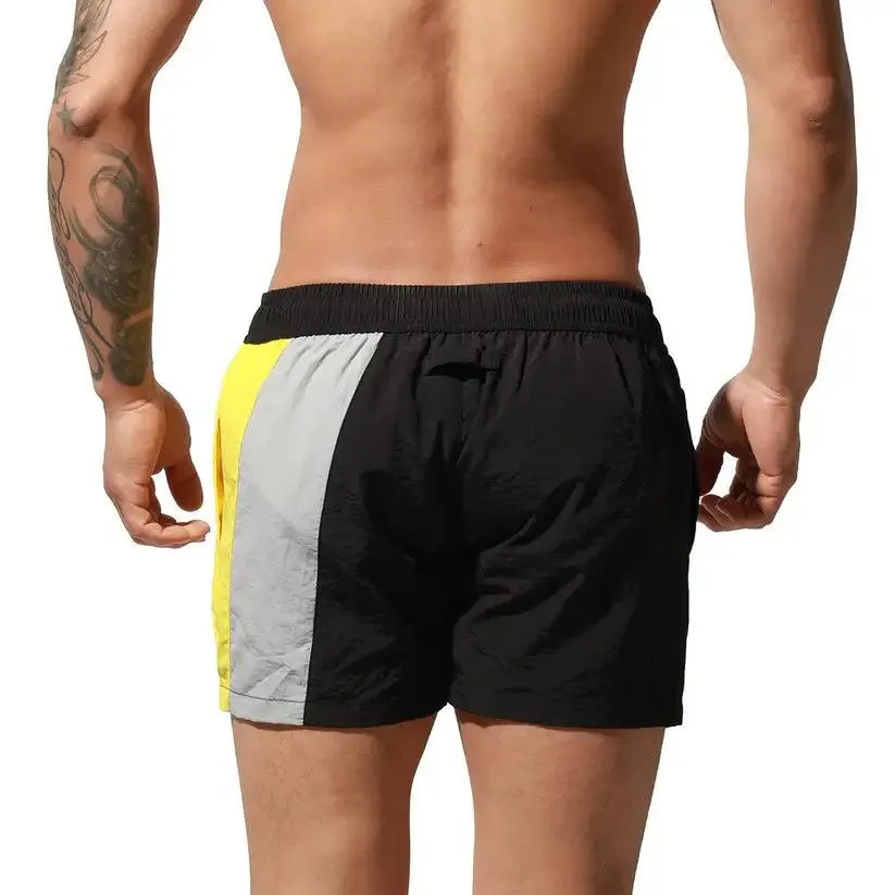 Men's Geometric Stitching Quick-Dry Board Shorts Nylon Swimwear