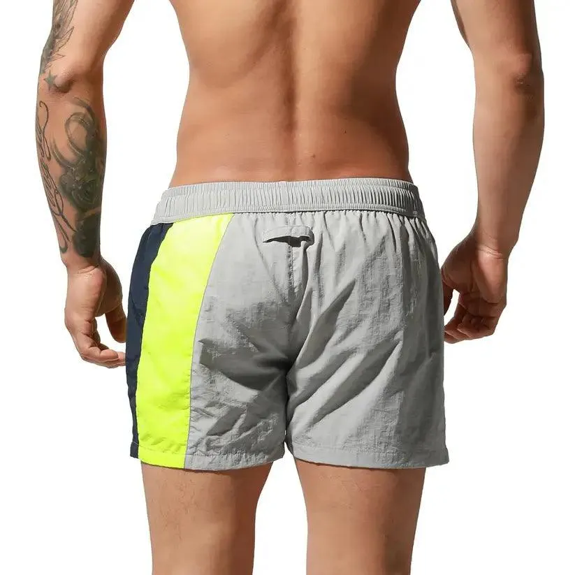 Men's Geometric Stitching Quick-Dry Board Shorts Nylon Swimwear