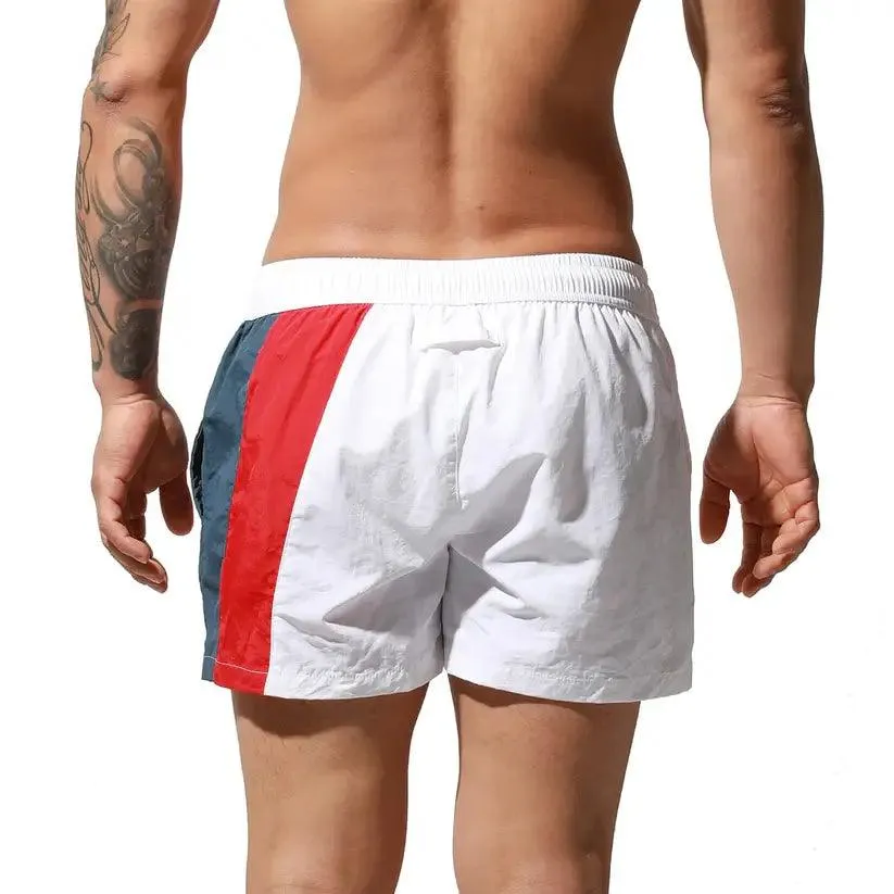 Men's Geometric Stitching Quick-Dry Board Shorts Nylon Swimwear