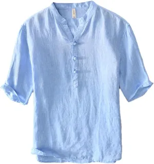 Men’s Half-Sleeve Linen T-Shirt - Breathable, Lightweight, Summer Essential, Casual Comfort Fit