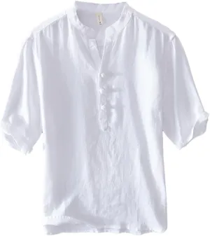 Men’s Half-Sleeve Linen T-Shirt - Breathable, Lightweight, Summer Essential, Casual Comfort Fit