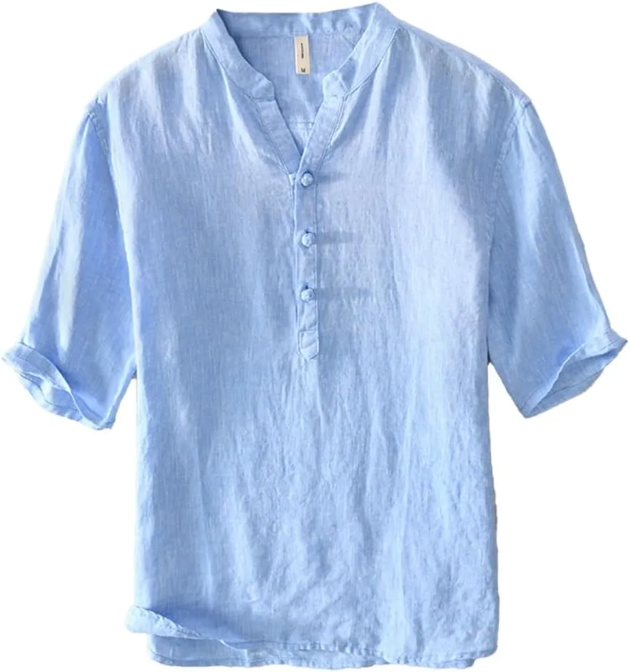 Men’s Half-Sleeve Linen T-Shirt - Breathable, Lightweight, Summer Essential, Casual Comfort Fit