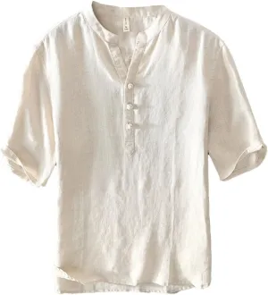 Men’s Half-Sleeve Linen T-Shirt - Breathable, Lightweight, Summer Essential, Casual Comfort Fit