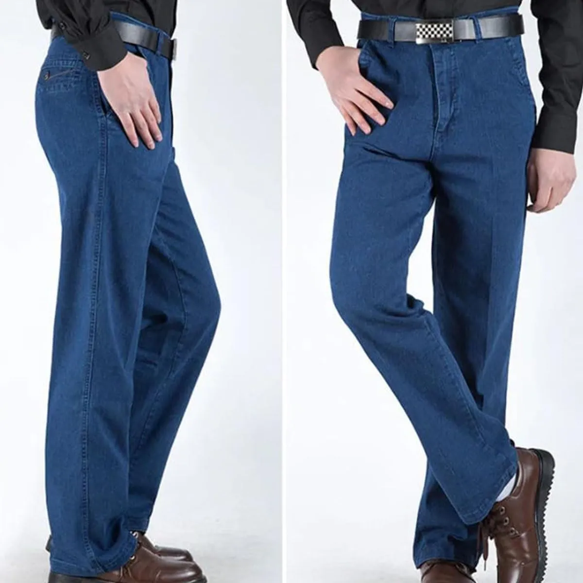 Men's High Waist Straight Fit Jeans,Jettjeans - Men's High Waist Retroslim Fit Straight Leg Jean