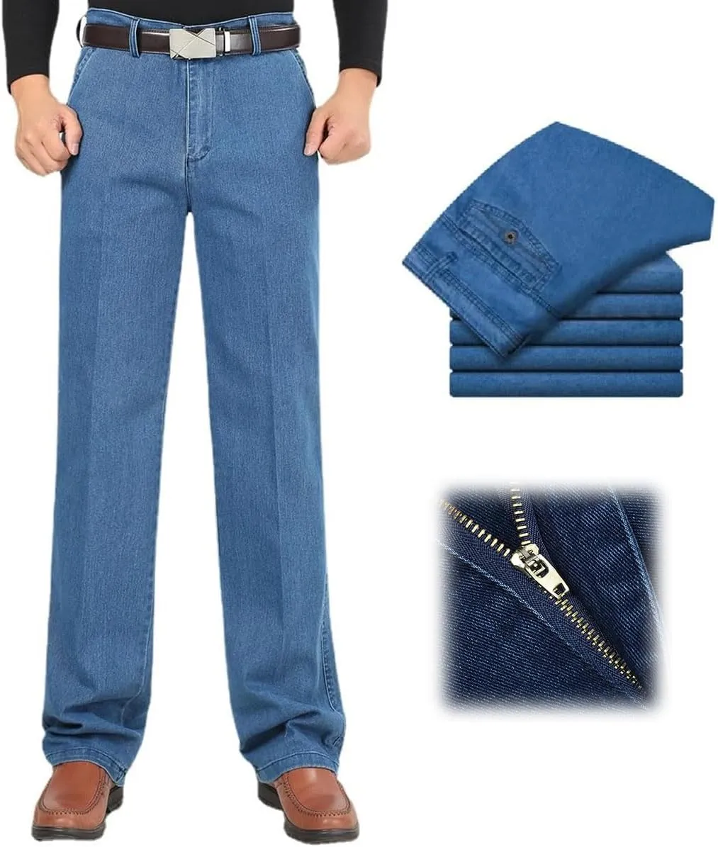 Men's High Waist Straight Fit Jeans,Jettjeans - Men's High Waist Retroslim Fit Straight Leg Jean