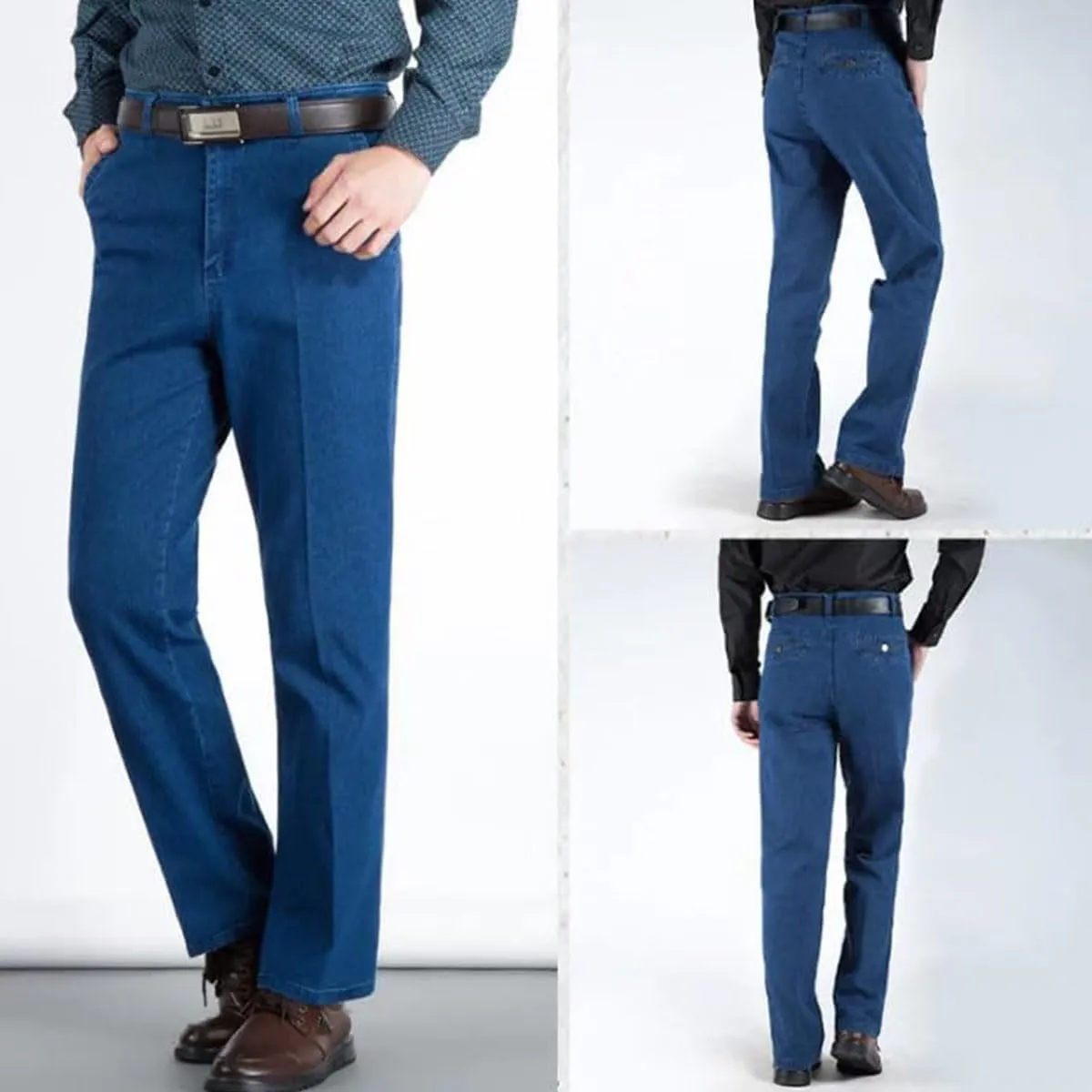 Men's High Waist Straight Fit Jeans,Jettjeans - Men's High Waist Retroslim Fit Straight Leg Jean