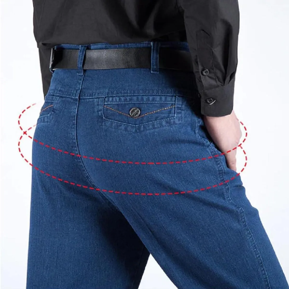 Men's High Waist Straight Fit Jeans,Jettjeans - Men's High Waist Retroslim Fit Straight Leg Jean