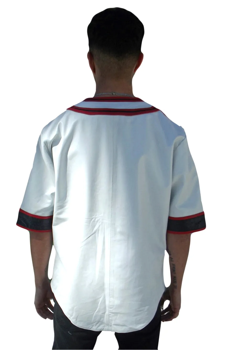 Mens Leather Baseball Jersey | Nappa Sheepskin